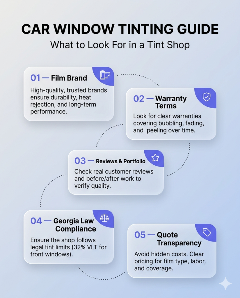 What to look for in a car window tinting shop
